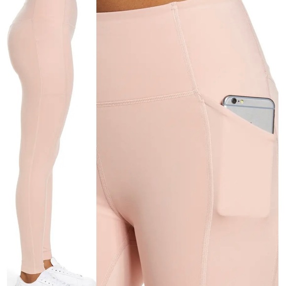Girlfriend Collective - high-waist leggings with pockets in Misty Rose (Medium) - Picture 2 of 7